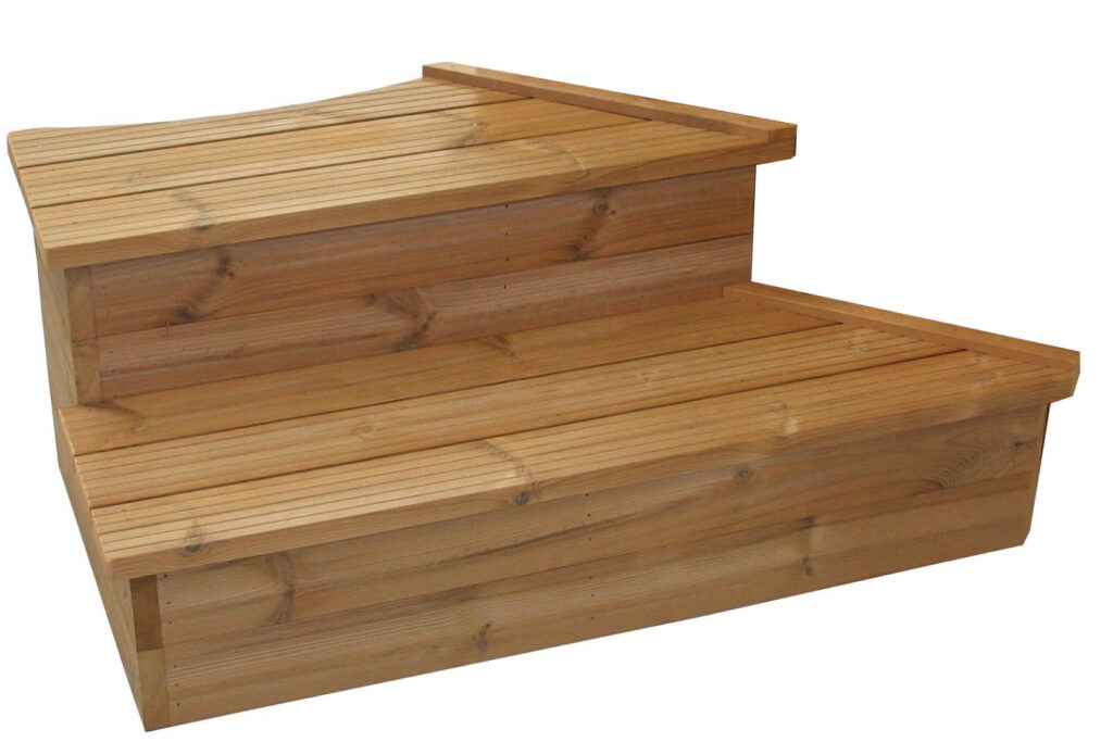 Schodki drewniane lewe skośne do wanien Ø180/Thermowood